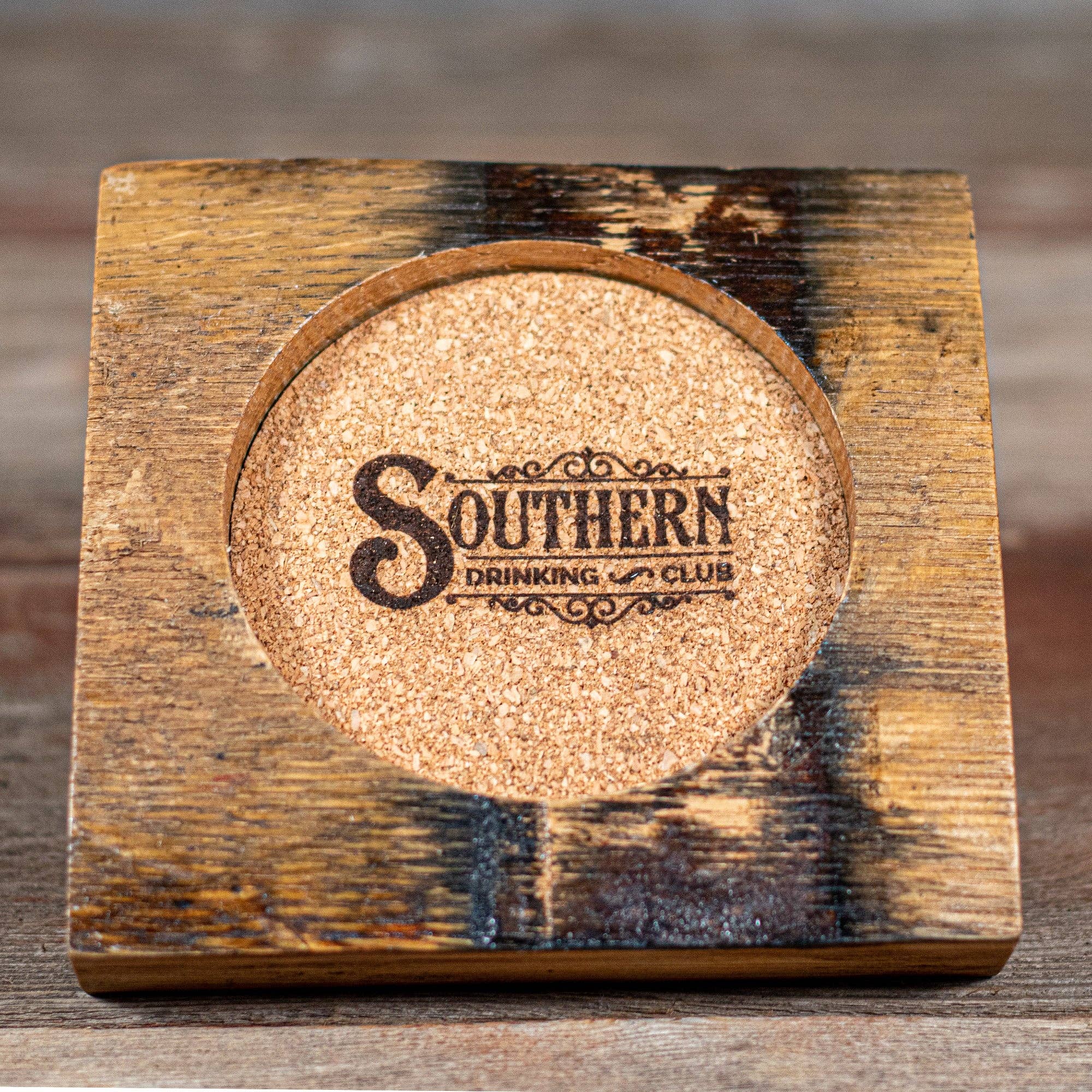 Southern Drinking Club - Wholesale Cocktail/Liquor Glass - Whiskey Glass and Barrel Coaster Set3