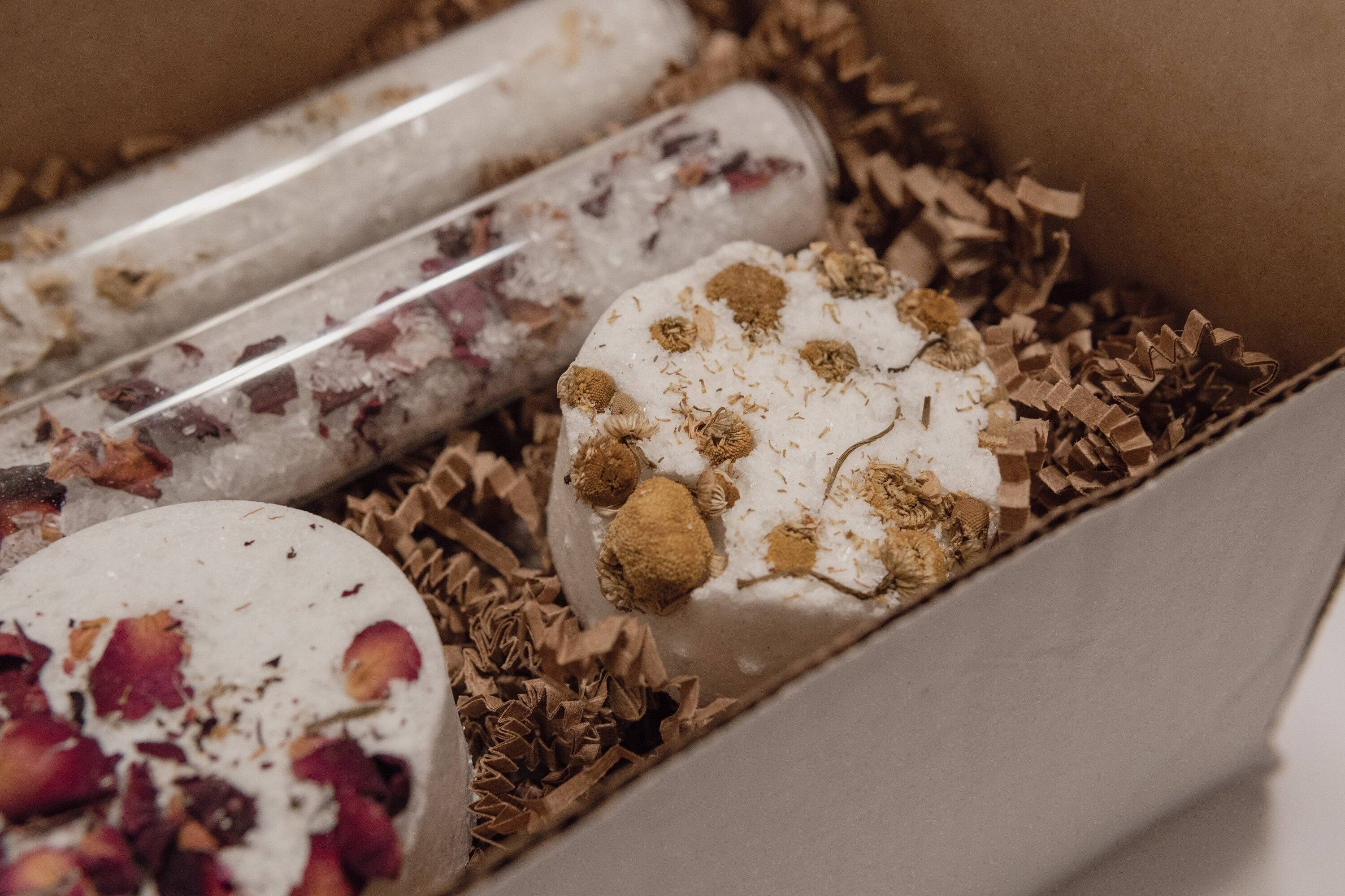 Hera By Hera Bath and Body – wholesale Bath salts – Rose and Chamomile Bath Salts Tubes Gift Set | Bath Bomb Set | Holiday Gift | Stocking Stuffer3