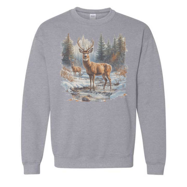 Duo Couture - Wholesale Graphic Sweatshirt - Women's - Retro Deer Crewneck1