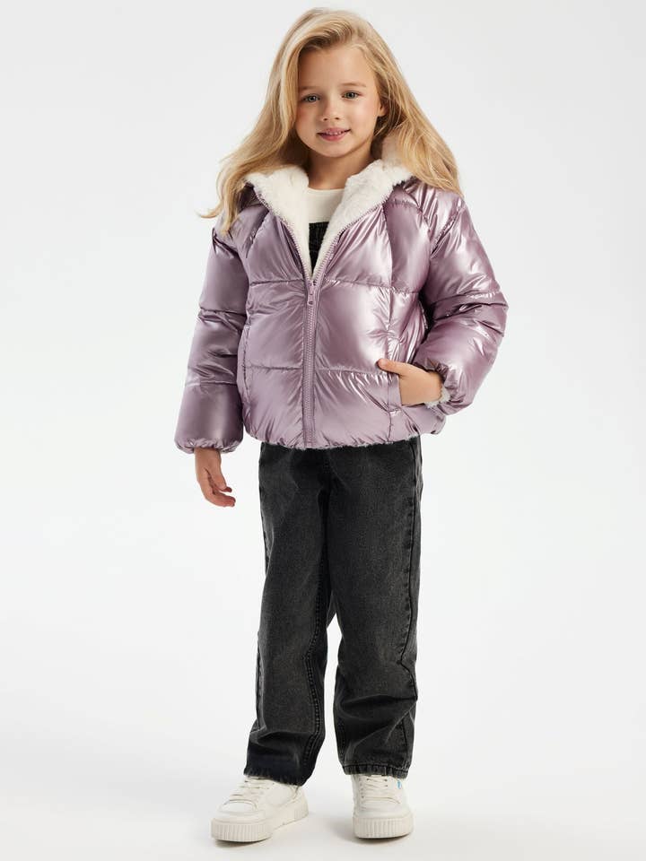 Mädchen wattierte wendbare Jacke metallic pink 9M-8J für den Großhandel von Minoti sp. z o.o.