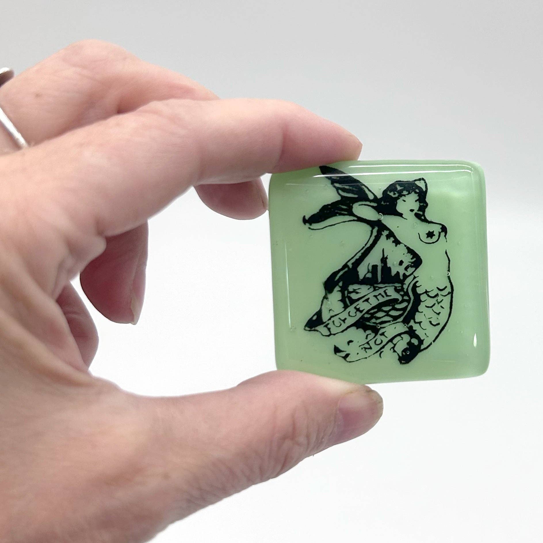 Kiku Handmade | Contemporary Fused Glass Home Goods - Wholesale Magnet - Mermaid Tattoo Fused Glass 1.75" Magnet0