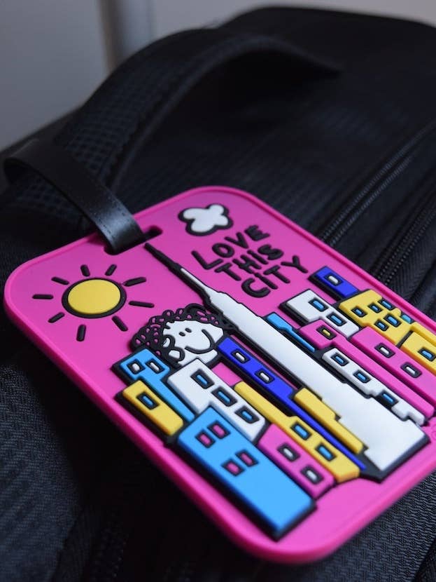 Love This City New York Luggage Tag | Hot Pink Fun Bag Tag for wholesale by Mary Ellis