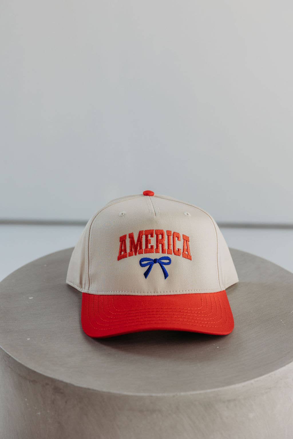 The Babe Co. – wholesale Trucker hat – Women’s – America Bow Embroidered Vintage Trucker Hat0