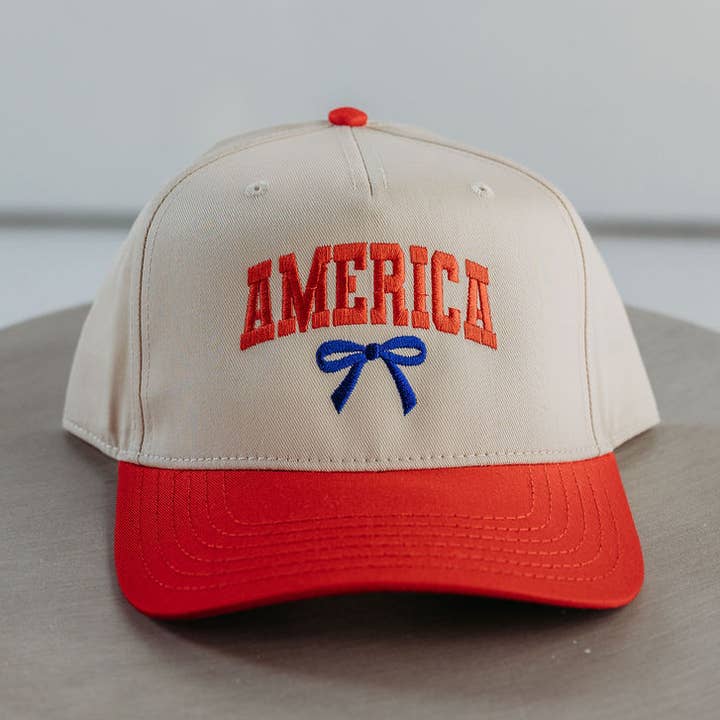 America Bow Embroidered Vintage Trucker Hat for wholesale by The Babe Co.