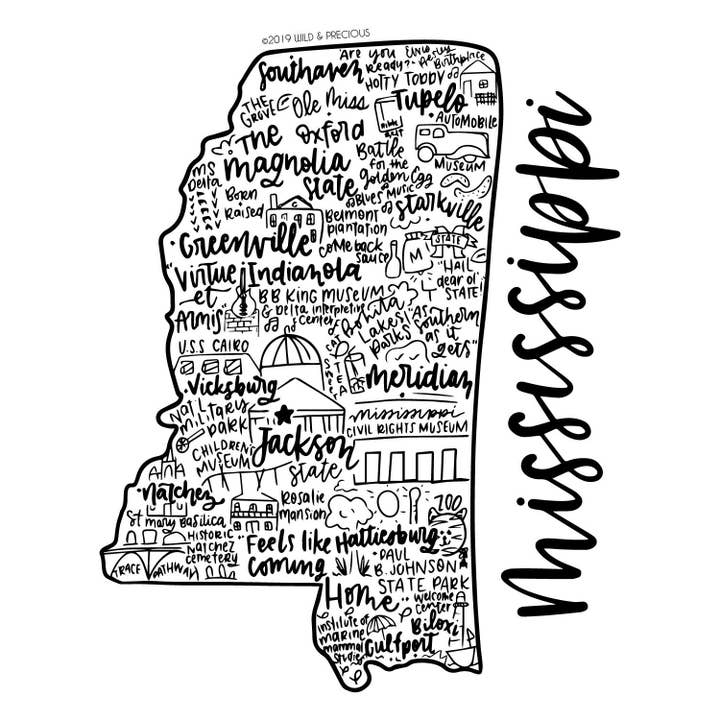 Mississippi State Print for wholesale by Wild & Precious Boutique