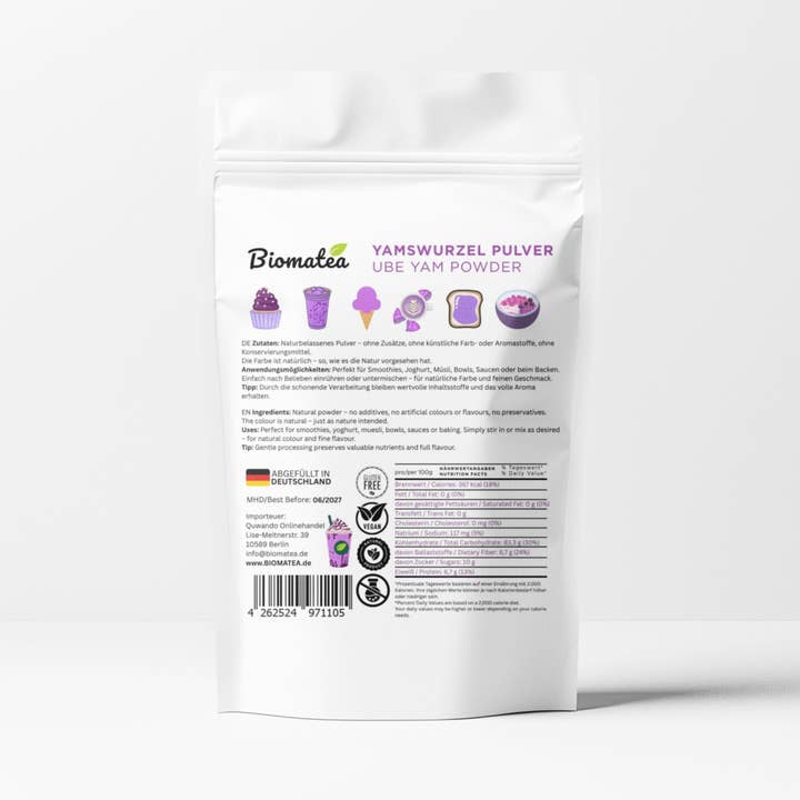 Biomatea - Wholesale Protein/Superfood Powder - Purple yam powder, Ube powder, violet yam Ube powder, natural, 100 g ground2