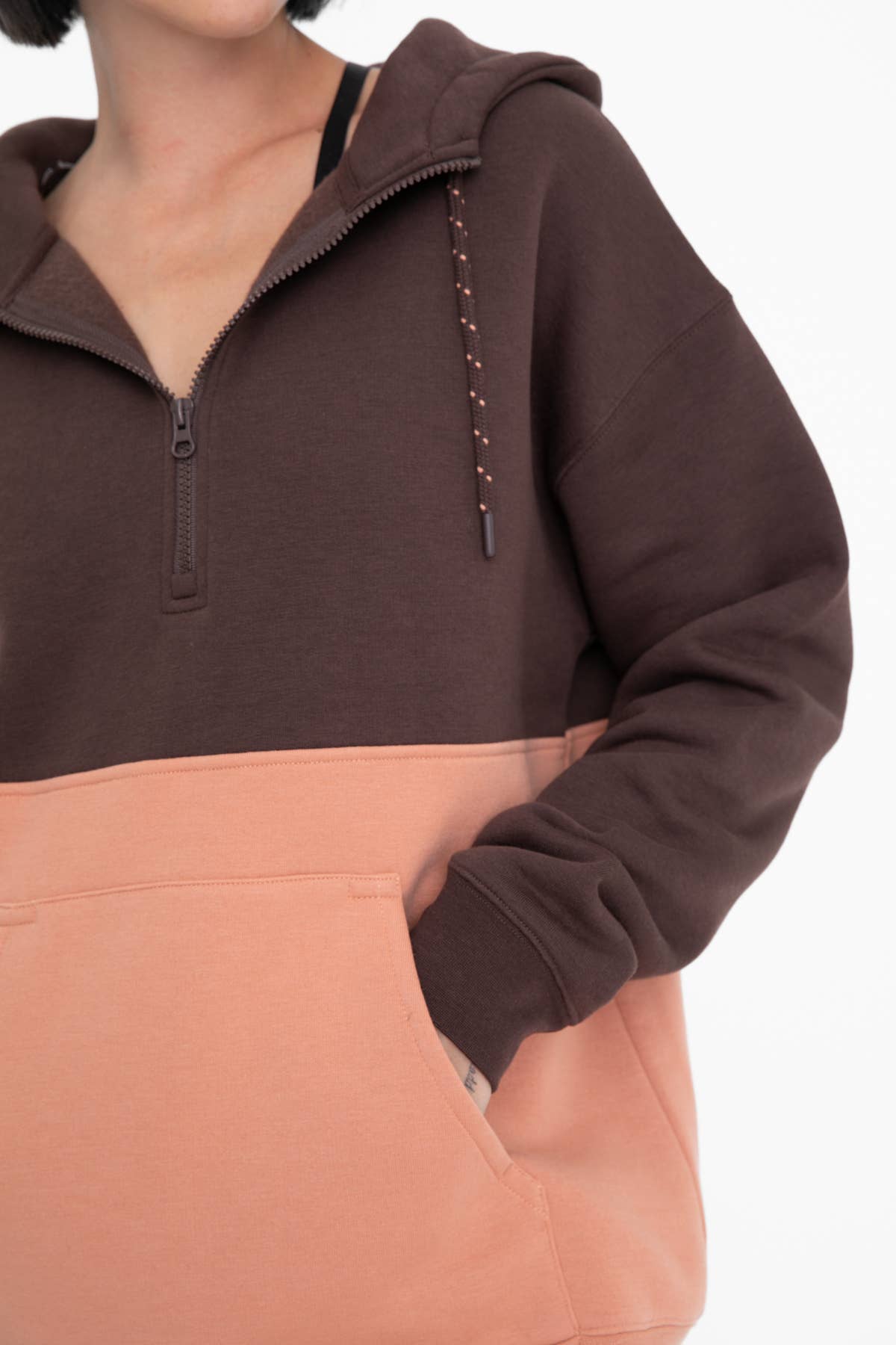 Mono B - Wholesale Hoodie - Women's - 2-Tone Color Blocked Hoodie with Pocket4