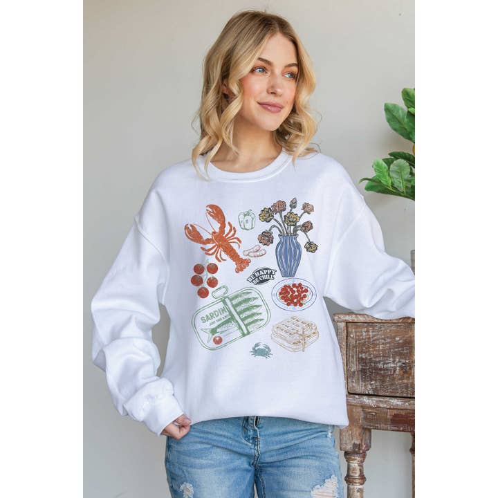 BLUME & CO. - Wholesale Graphic Sweatshirt - Women's - SARDINE PICNIC Graphic Sweatshirt