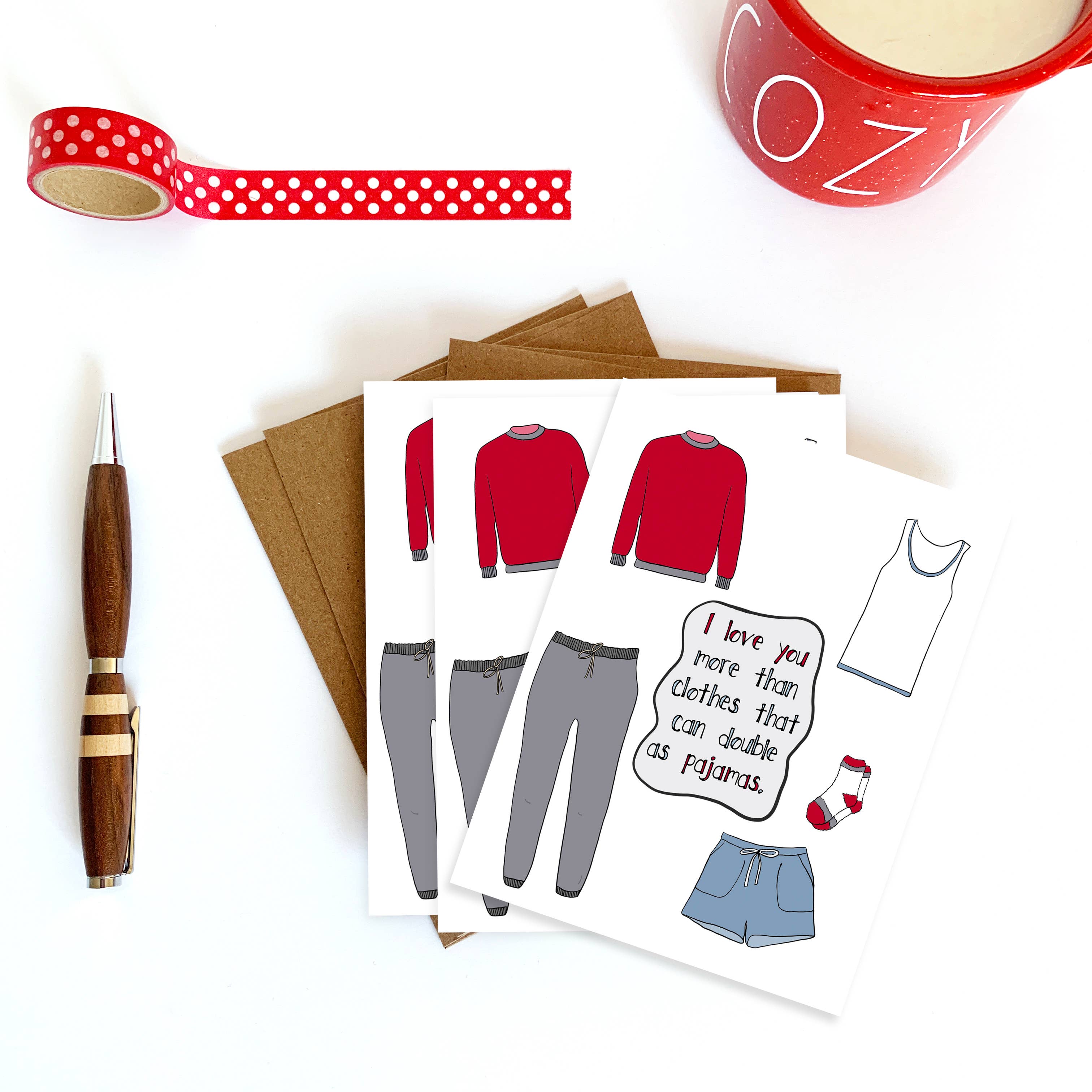 Yellow Daisy Paper Co. - Wholesale Valentine's Day Card - Pajama Clothes, Love Card, Valentine's Day Card1