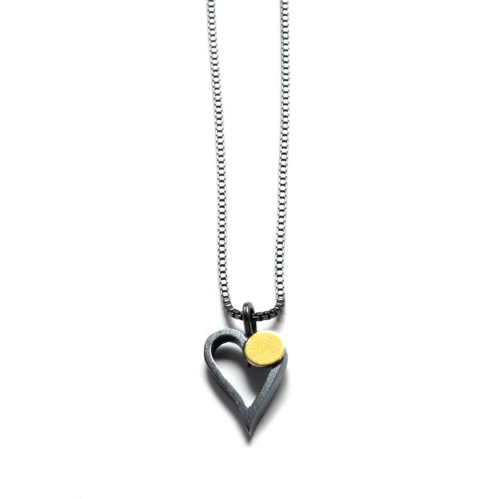 HB04N Mini Heart Necklace with 18k Bimetal dot for wholesale by ASHKA DYMEL Studio