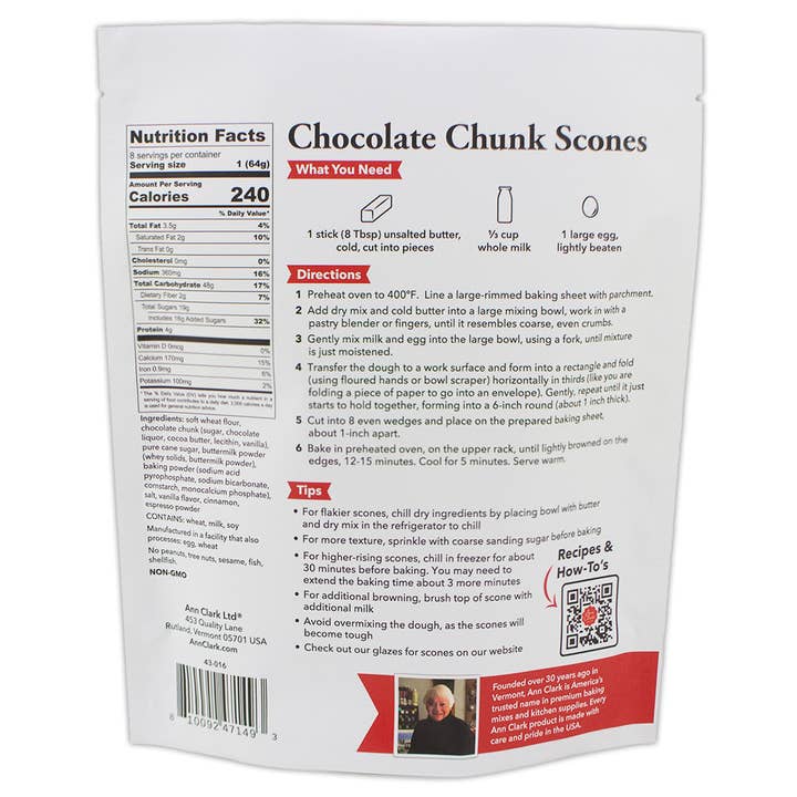 Ann Clark - Wholesale Biscuit Mix - Ann Clark Traditional Chocolate Chunk Scone Mix 