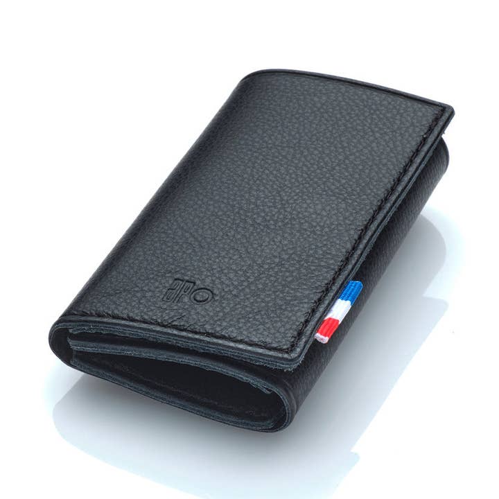 THÉO - Grained leather money case - black for wholesale by apocope.paris