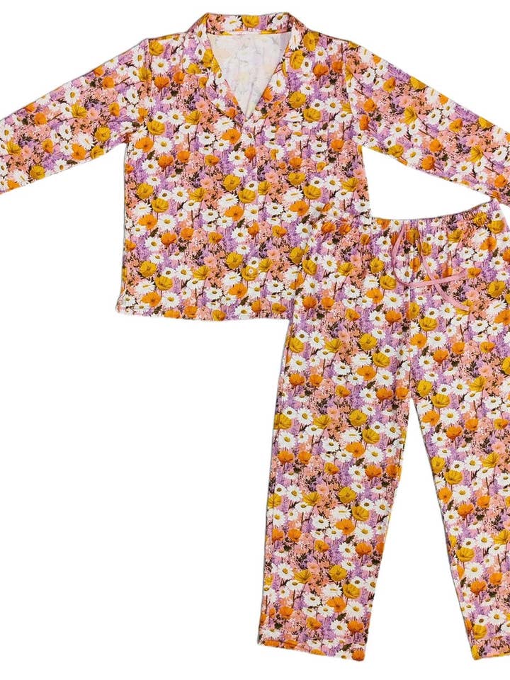Wildflower Meadow Women's Button Up Long Sleeve Set for wholesale by Little One Shop