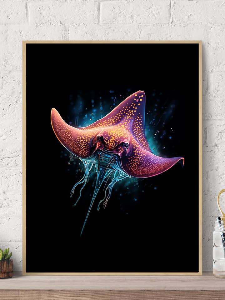 Impression murale sur toile Stingray de style néon aux couleurs vives pour la vente par Arttique - Artistry Canvas Prints