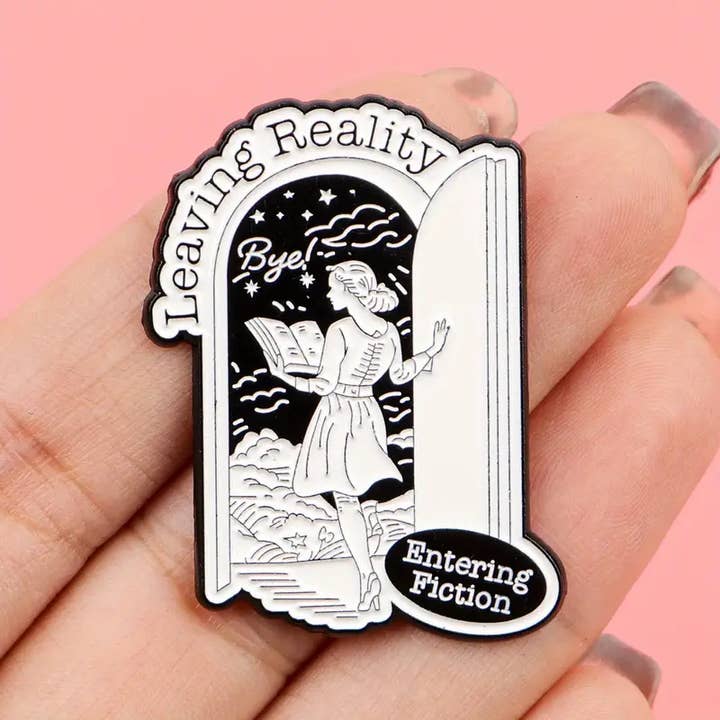 Magnifique Hearts - Wholesale Lapel Pin/Button - Leaving Reality Entering Fiction Enamel Pin, Book Lovers Pin1