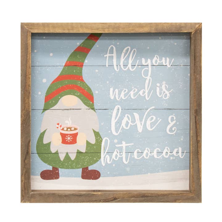 Col House Designs – wholesale Sign – Hot Cocoa Gnome Slat Frame