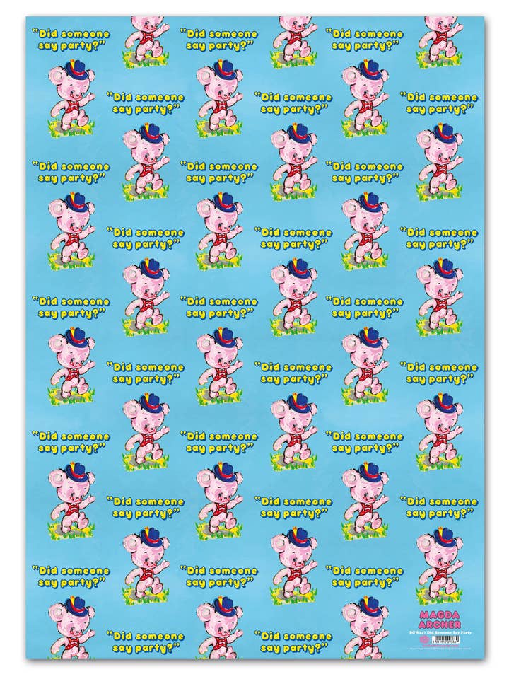 Funny Gift Wrap - Did Someone Say Party Wrap by Magda Archer for wholesale by Brainbox Candy