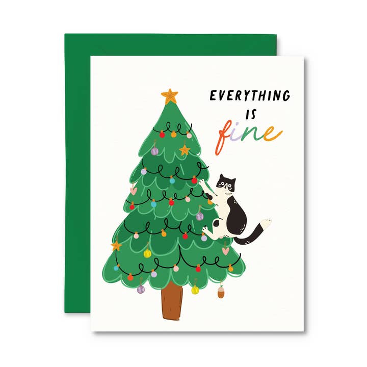 Carte de Noël amusante Everything Is Fine pour la vente par Pretty by Her