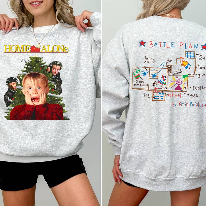 TheKingShirt - Wholesale Graphic Sweatshirt - Women's - Kevin Mccallister Battle Plan Christmas - Home Alone