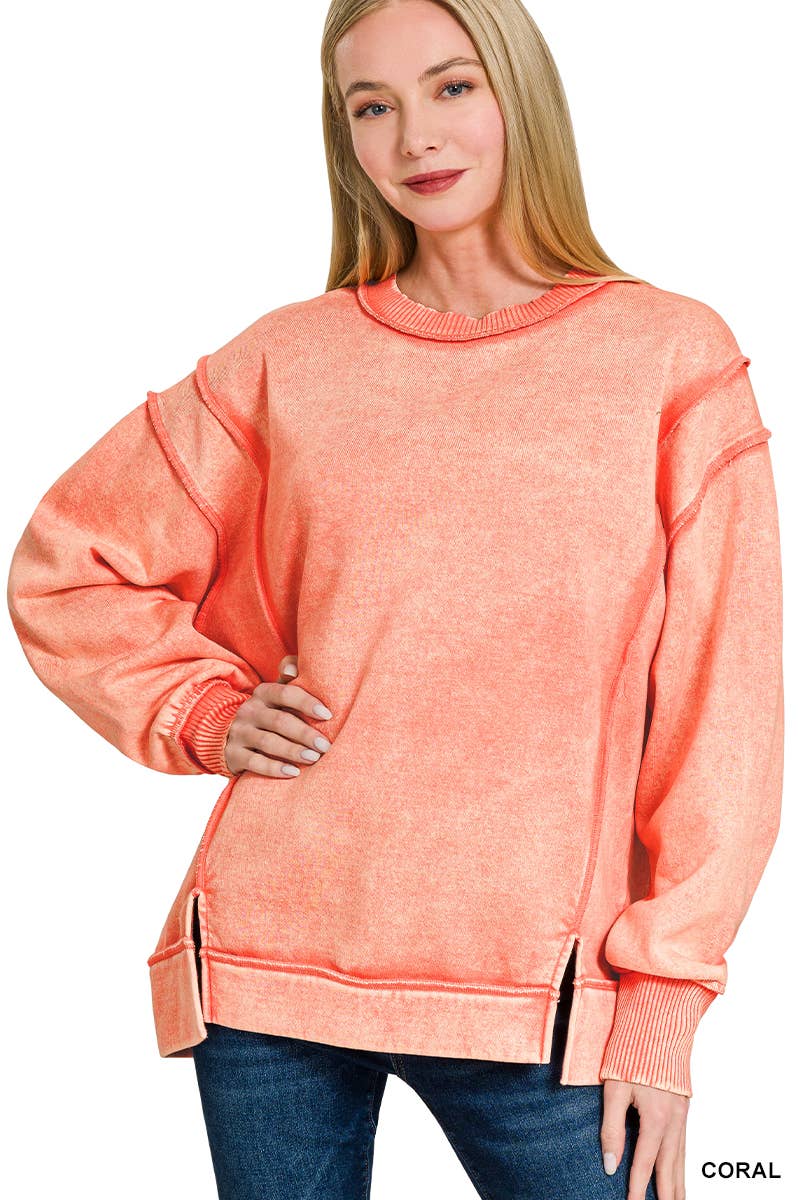 42POPS - Wholesale Sweatshirt - Women's - ',,, Fleece Hi Low Hem Pullover With Pockets96
