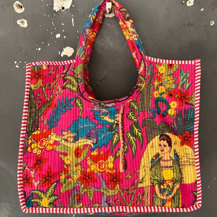 bhavnas boutique - Wholesale Tote Bag - Women's - Frida Kahlo Print Bag Shoulder Bag Cotton Quilted Women Bags1