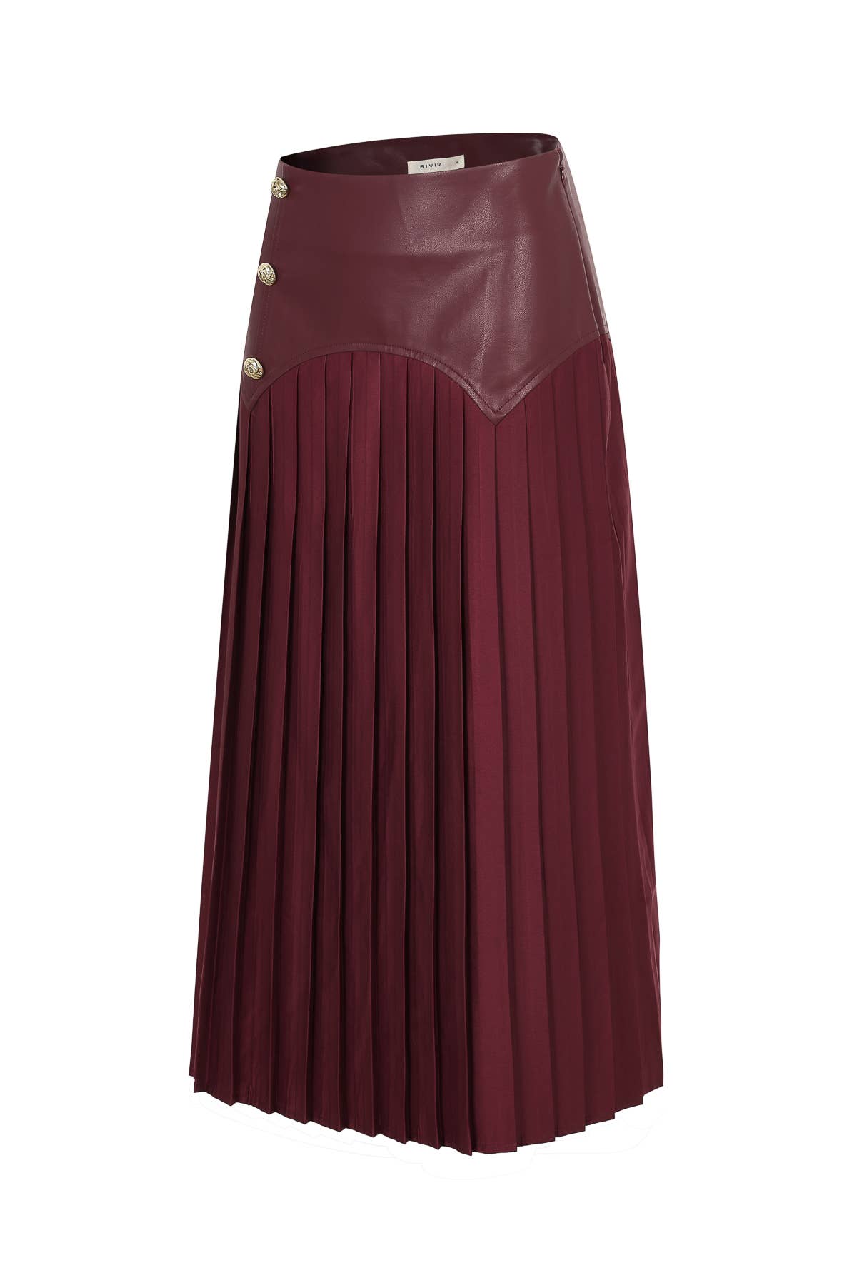 RIVIR - Wholesale Skirt - Women's - Faux Leather Pleated Midi Skirt19