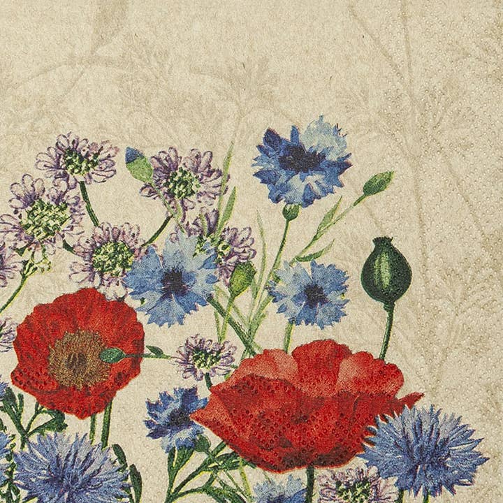 Cocktail napkins recycled tissue wild poppies for wholesale by Home Fashion - Carl Dietrich GmbH