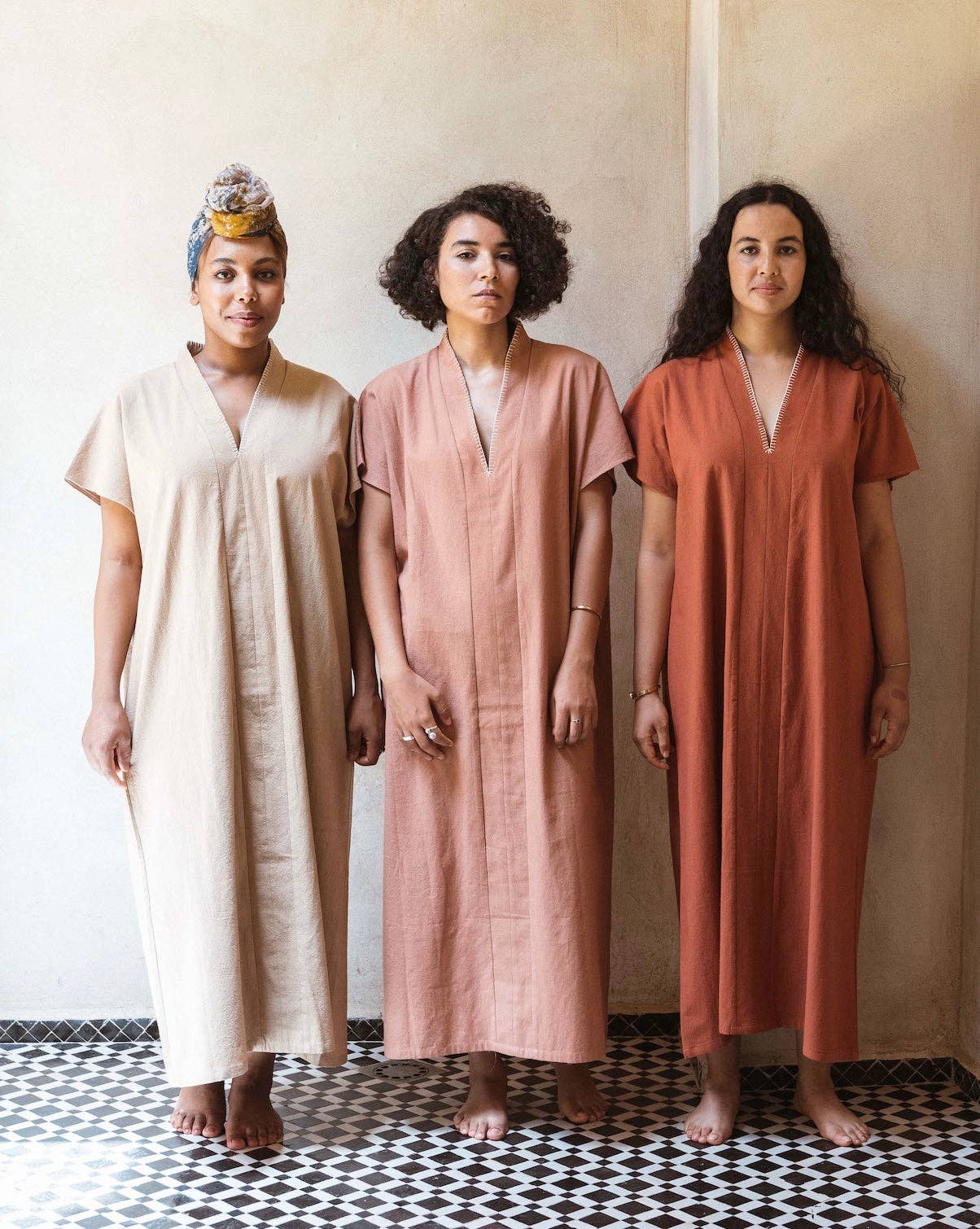 KARMAOUI DESIGN – wholesale Klänning - Dam – Caftanklänning Oum i bomull med Hbikbroderi0