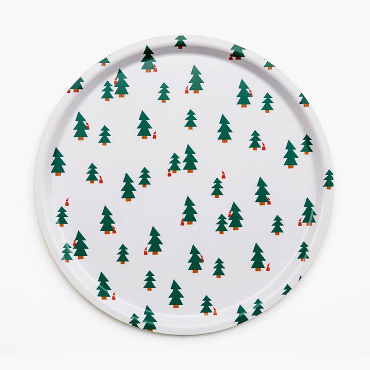 BLU KAT - Wholesale Serving Tray - Christmas Forest Round Serving Tray - 38 cm