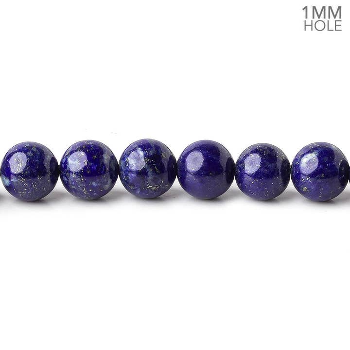 Beads of Cambay - Wholesale Beads - 6mm Lapis Lazuli plain round beads 16 inch 68 pieces AA 1 mm Hole