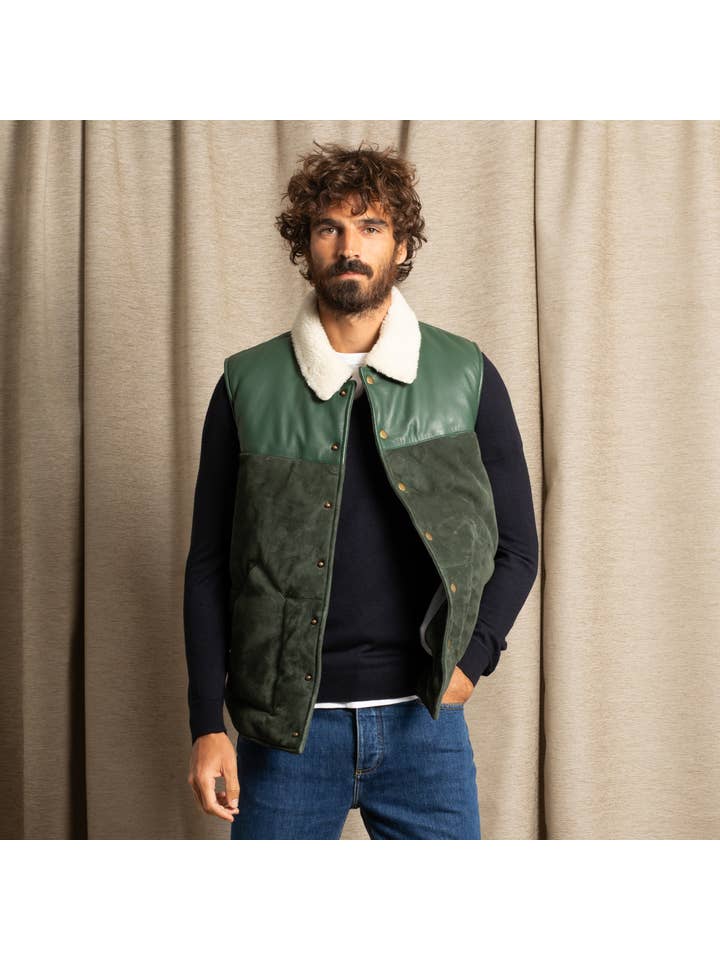 JAQK - Wholesale Outerwear Vest - Men's - Lucky Pine Green Sleeveless Down Jacket