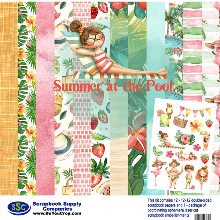 Summer At The Pool 12 x 12 Scrapbook Paper & Embellishment Kit by SSC Designs - 3 Kits for wholesale by SSC Wholesale