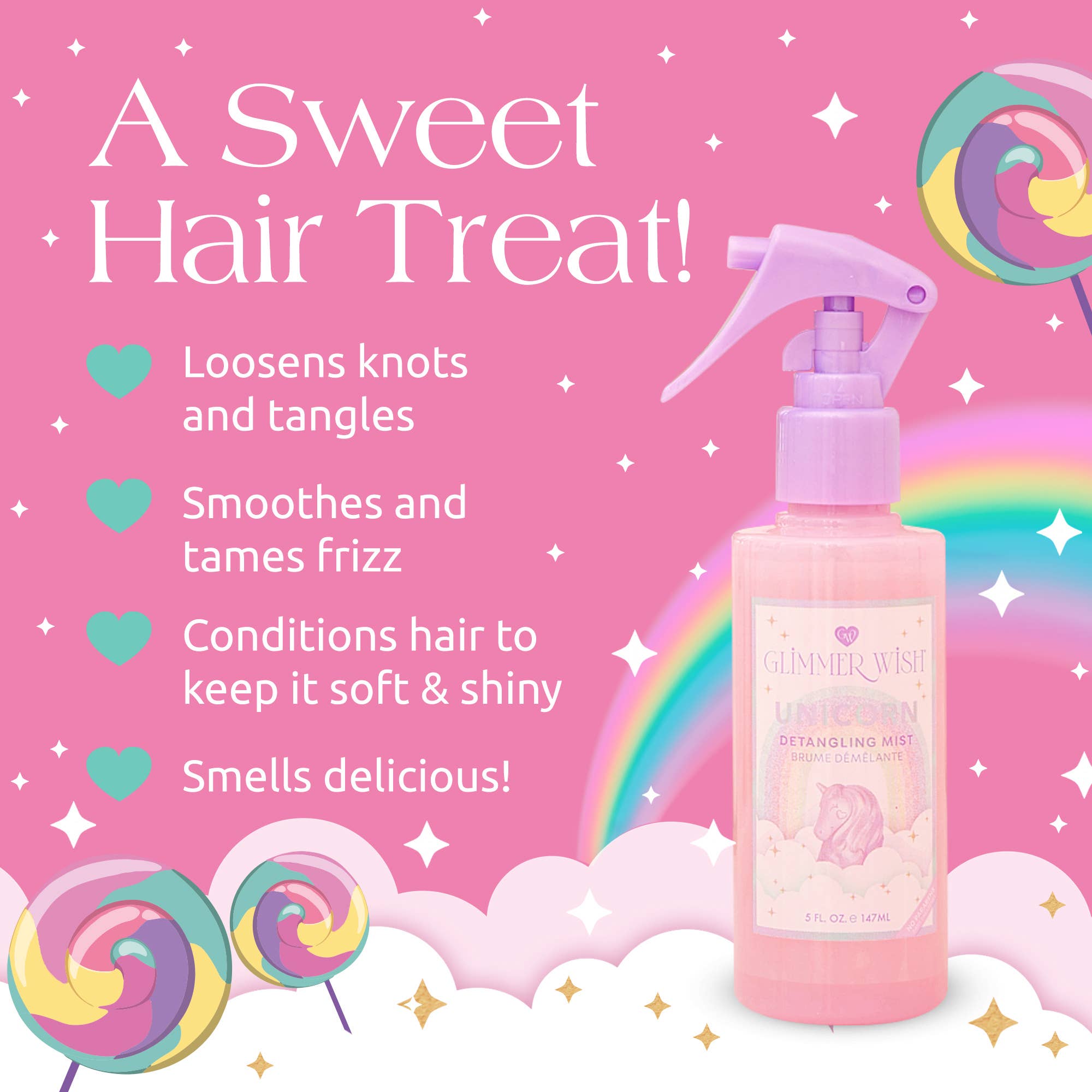 Glimmer Wish - Wholesale Hair Spray - Unicorn Hair Detangling Mist | Detangler Spray, Perfect Gift3