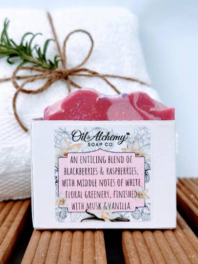 Raspberry & Vanilla Artisan Cold Process Soap/ Palm Oil-Free for wholesale by Oil & Alchemy Soap Co.