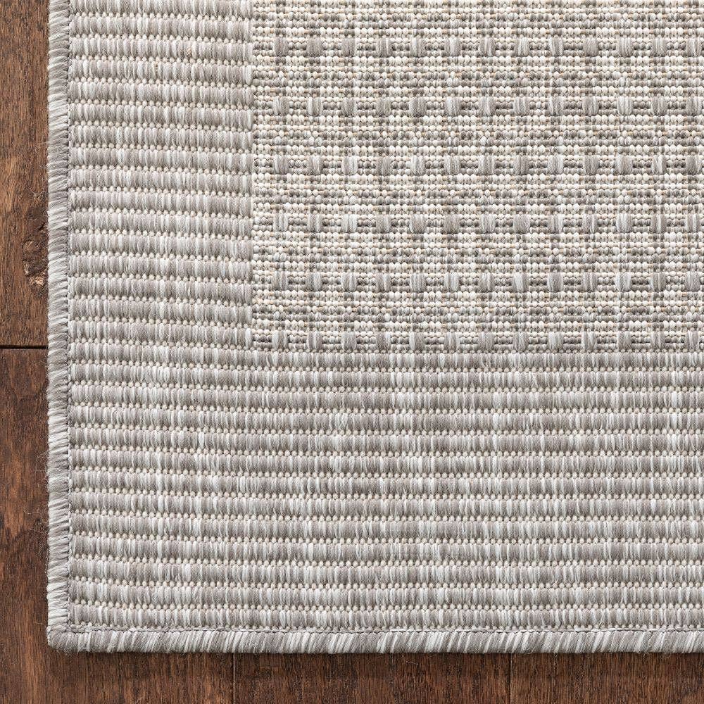 Well Woven - Wholesale Area Rug - Odin Solid & Striped Border Indoor Outdoor Grey Ivory8