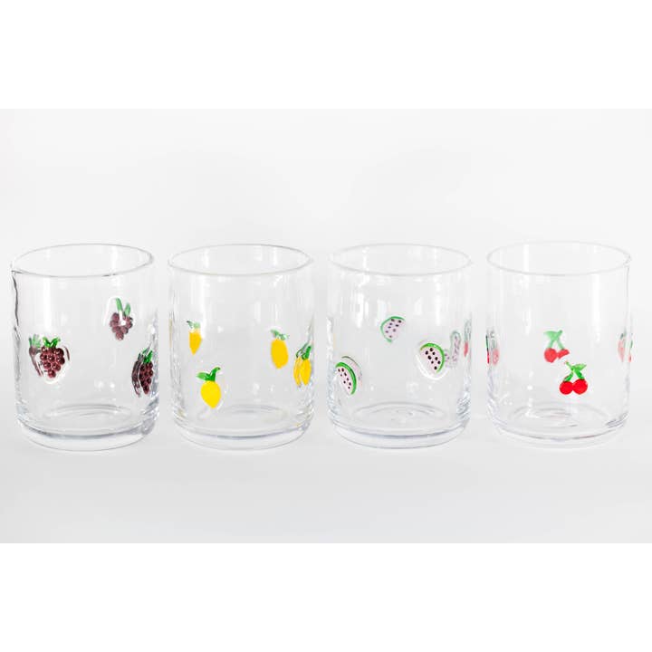 Jeanne Fitz Assorted Fruits Icon Glasses, Set of 4 for wholesale by Jeanne Fitz