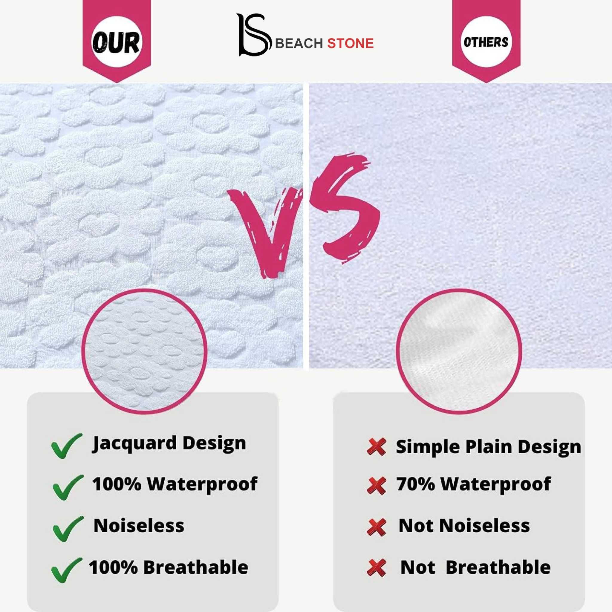 Beach Stone – wholesale Mattress pad/protector – Waterproof king mattress protector - Extra Deep Fitted Terry Towel Bed Sheet Mattress Topper Cover - Machine Washable, Breathable2
