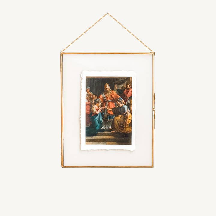 Marriage of Mary and Joseph on Deckled-edge Handmade Paper Sacred Art Print for wholesale by Pietà Paperie