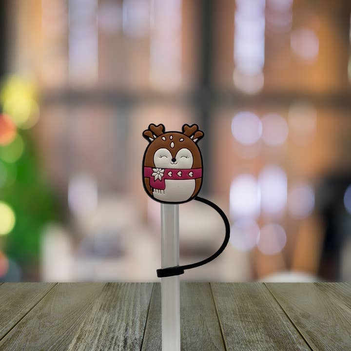 Round Reindeer Straw Topper for wholesale by Kailex Boutique Wholesale