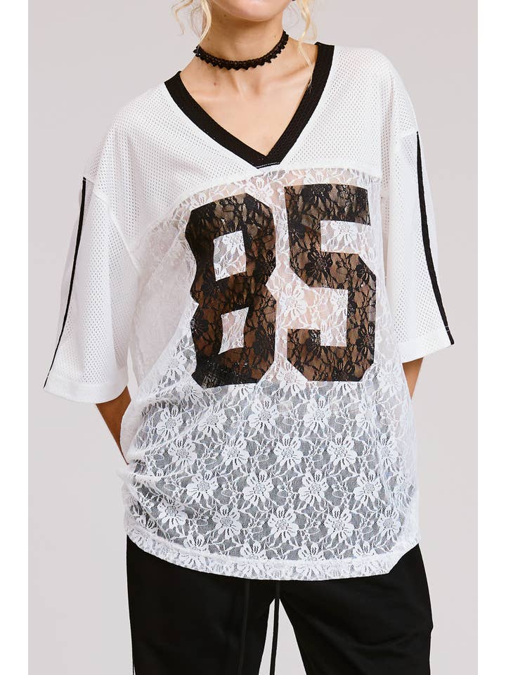 Mimosa - Wholesale T-Shirt (Graphic) - Women's - 85 Graphic Jersey Top with Lace Contrast5