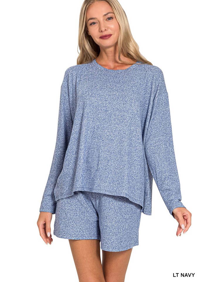 Vanilla Monkey - Wholesale Lounge Set - Women's - Soft Melange Long Sleeve Tee And Shorts Set15