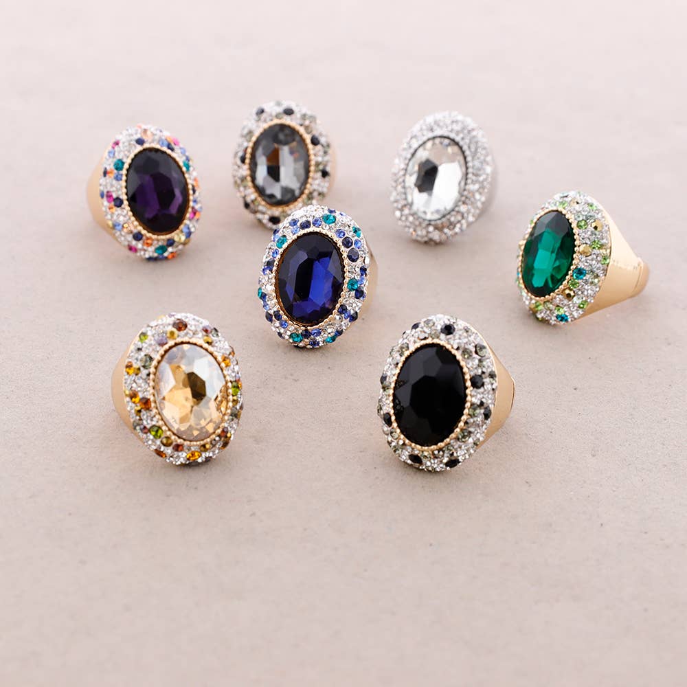 Azul Anillo Elastico Metal Cristales de venta al por mayor en Faire1