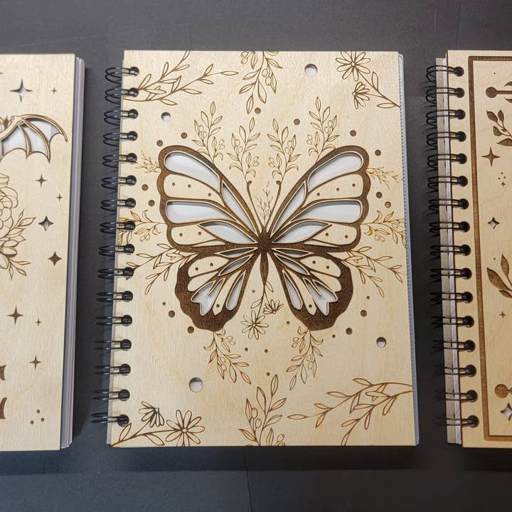 Engraved Wood Cover Sketchbooks for wholesale by Mars & Me