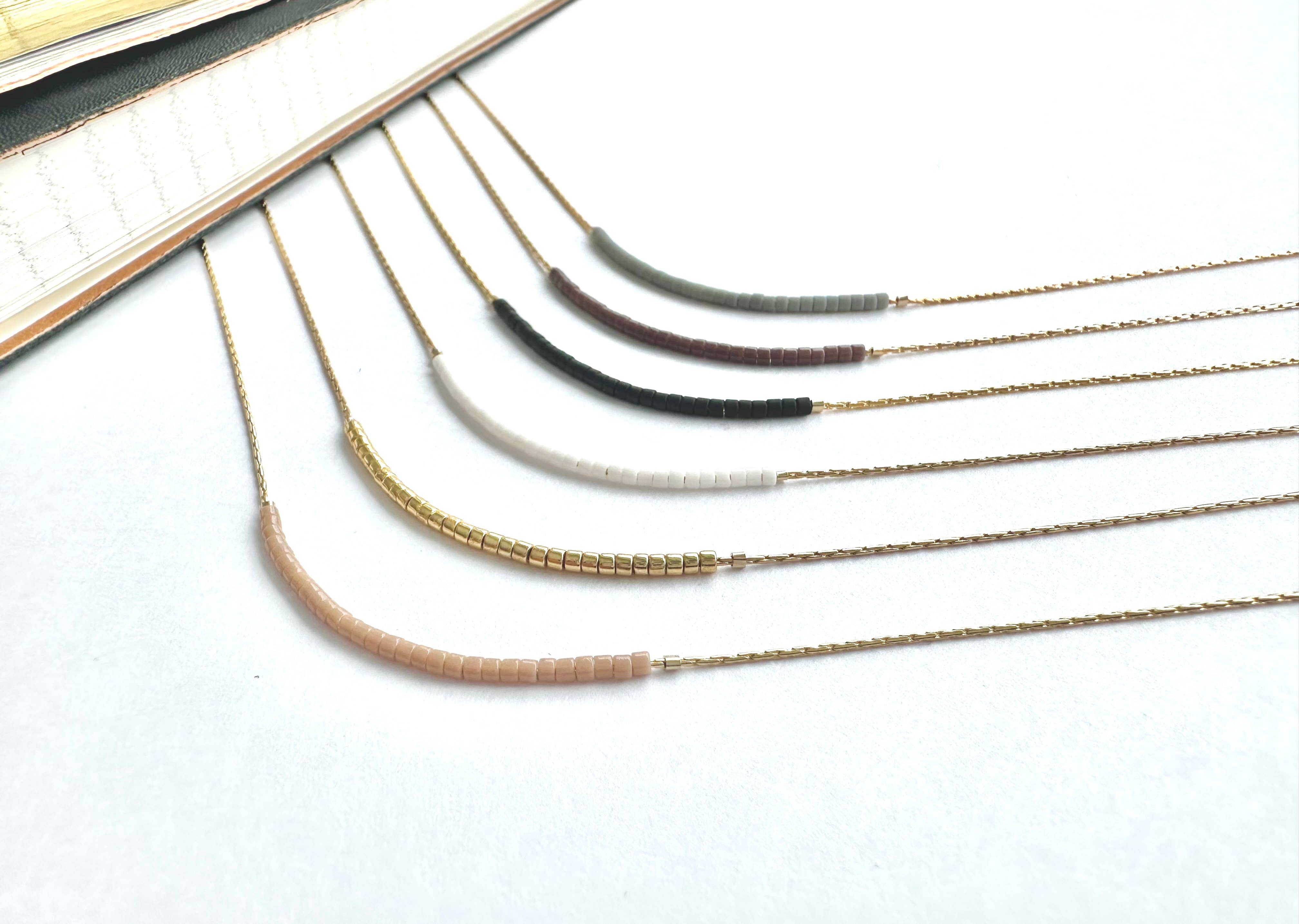 Ocean Breakup - Wholesale Beaded/Pearl Necklace - Thin Minimalist Necklace - "Original Neutrals" 2