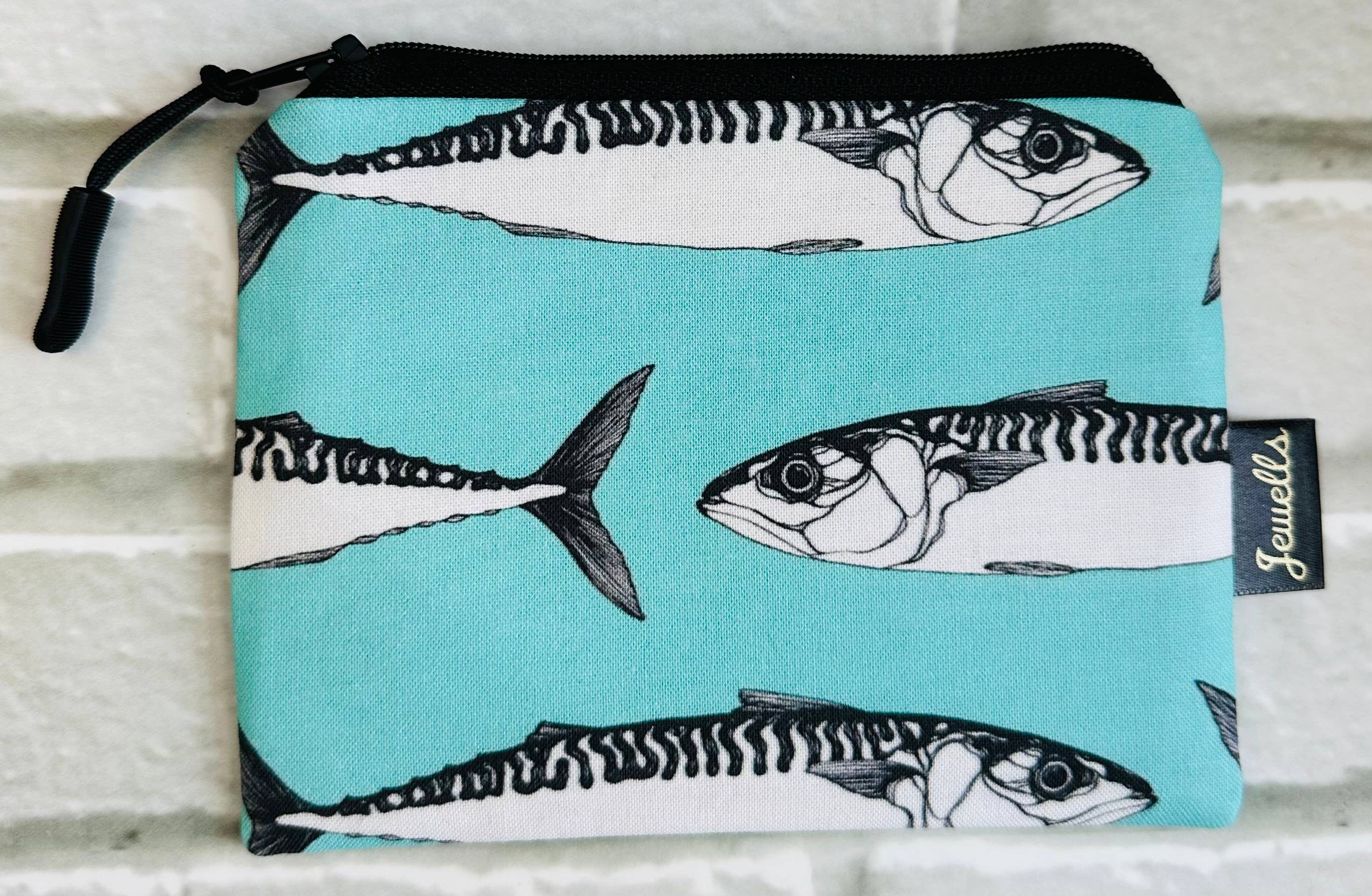 Jewells - Vente Porte-monnaie – femme - Pochette porte-monnaie en tissu maquereau de Cornouailles poisson turquoise3