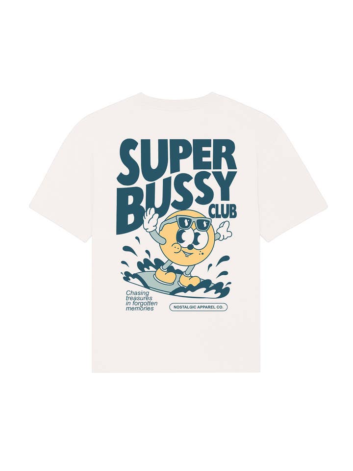 Super Bussy Club | OffWhite Tee for wholesale by Nostalgic Apparel