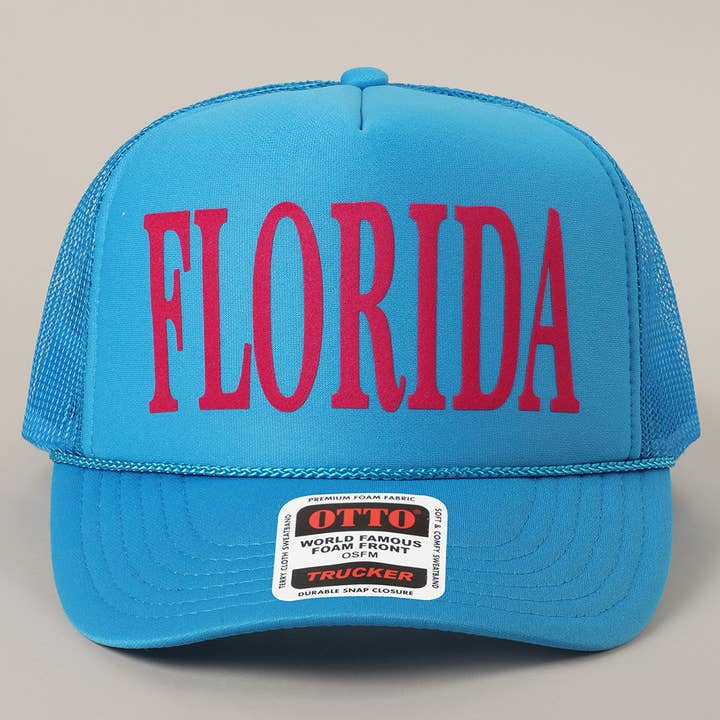 Fashion City - Wholesale Trucker Hat - Unisex - FLORIDA Text Printed Mesh Back Foam Trucker Hat29