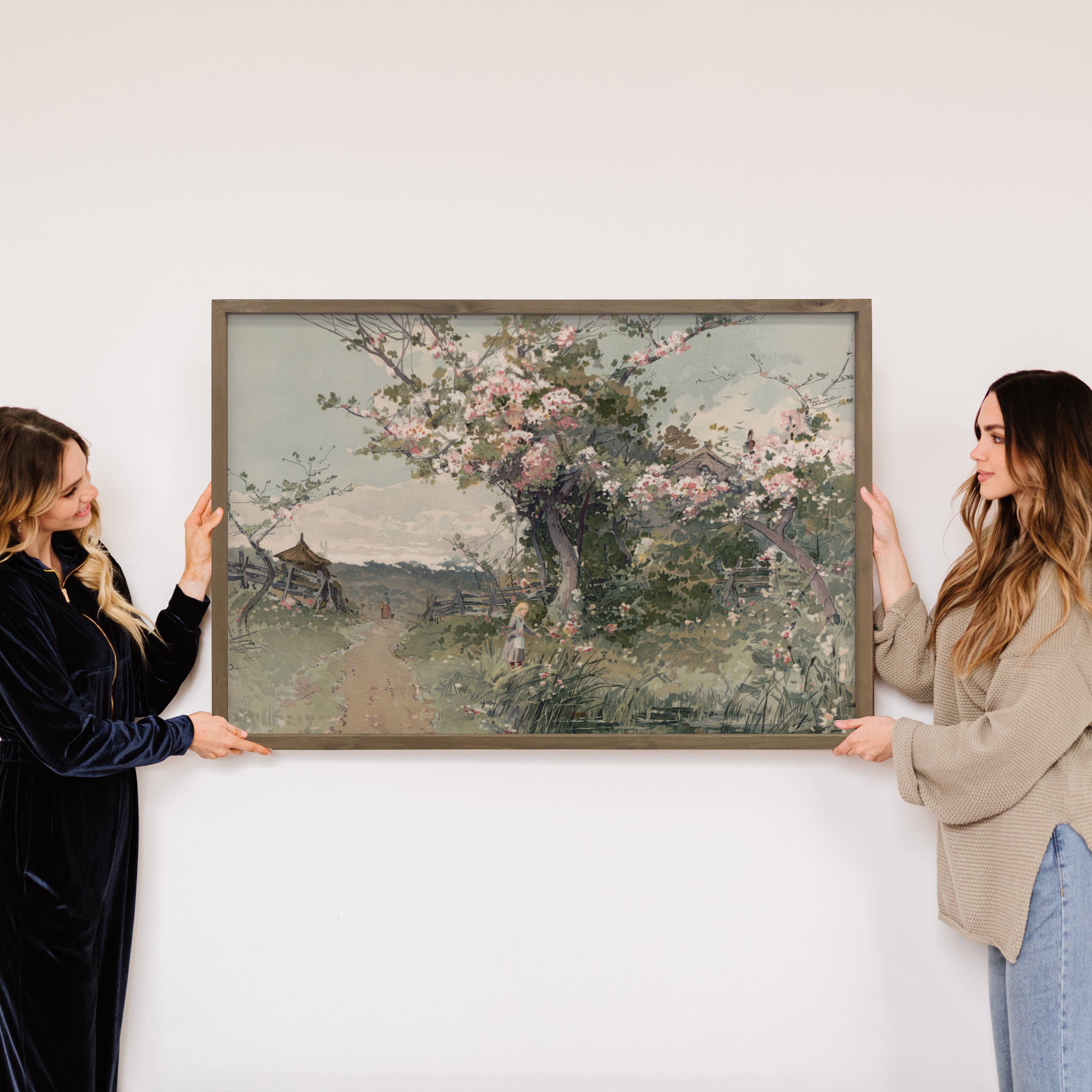 Hangout Home - Vendita all'ingrosso Stampa artistica - Spring Blossoms Farm Girl - Farmhouse - Arte su tela con cornice 2