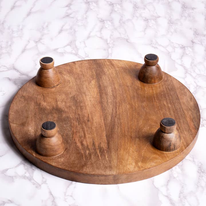 Valor Home Goods - Wholesale Flatware Serving Piece - Hand-Crafted Farmhouse Round Footed Serving Board7