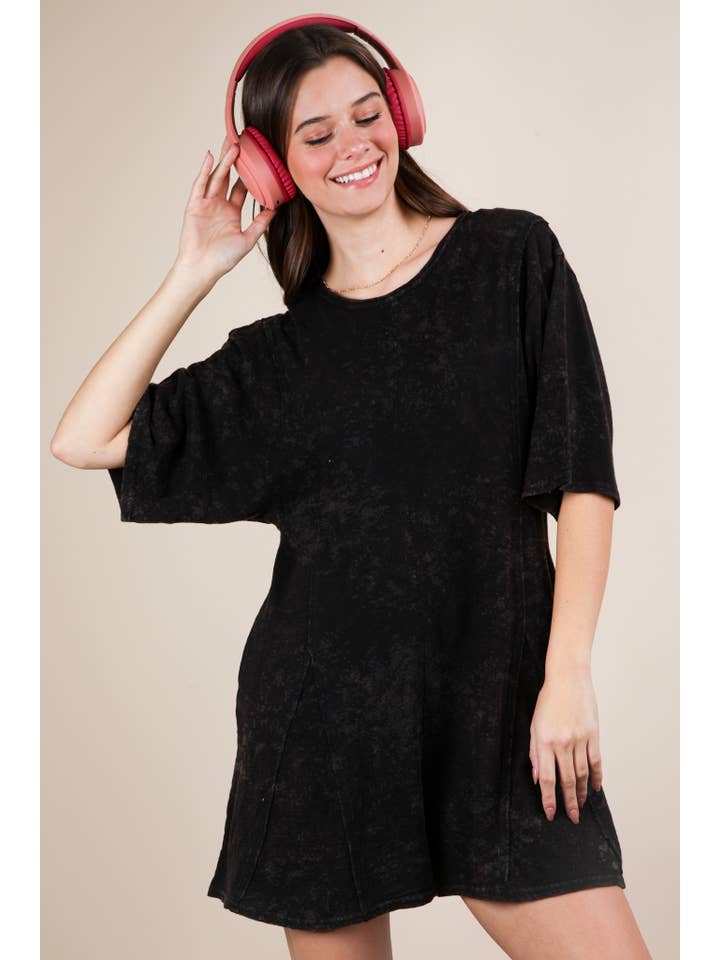 VERY J - Wholesale Romper - Women's - NP70727-Mineral Washed Oversized Knit Comfy Romper